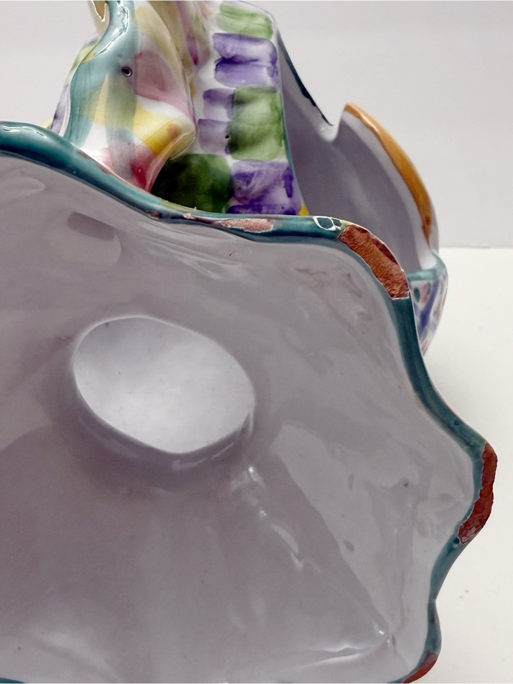 Vintage Whimsical Colorful Hanging Fish Planter Ceramic Mackenzie Childs Style - Picture 14 of 14